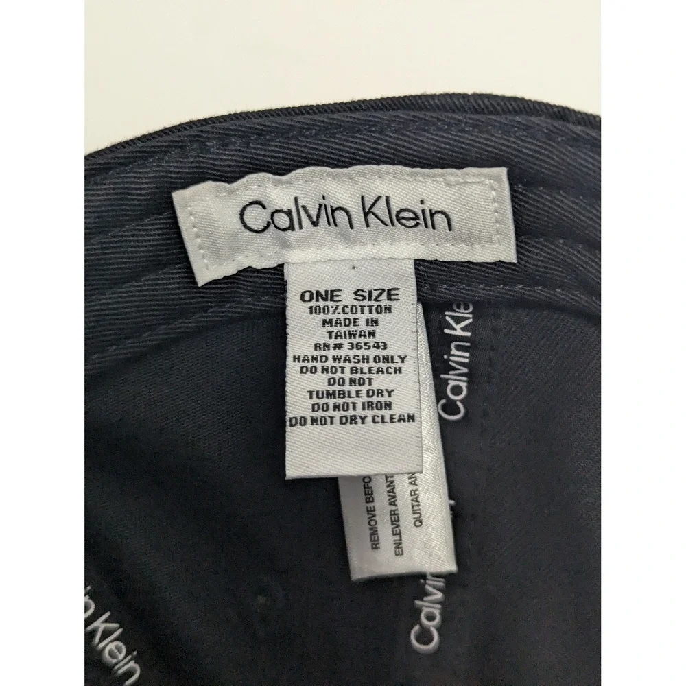 Calvin Klein Mens Black Cotton Embroidered Logo Baseball Cap Dad Hat One Size